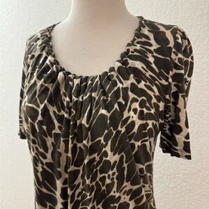 Laurel By Escada Vintage Animal Print Short Sleeve Pullover Blouse Women's Sz.6